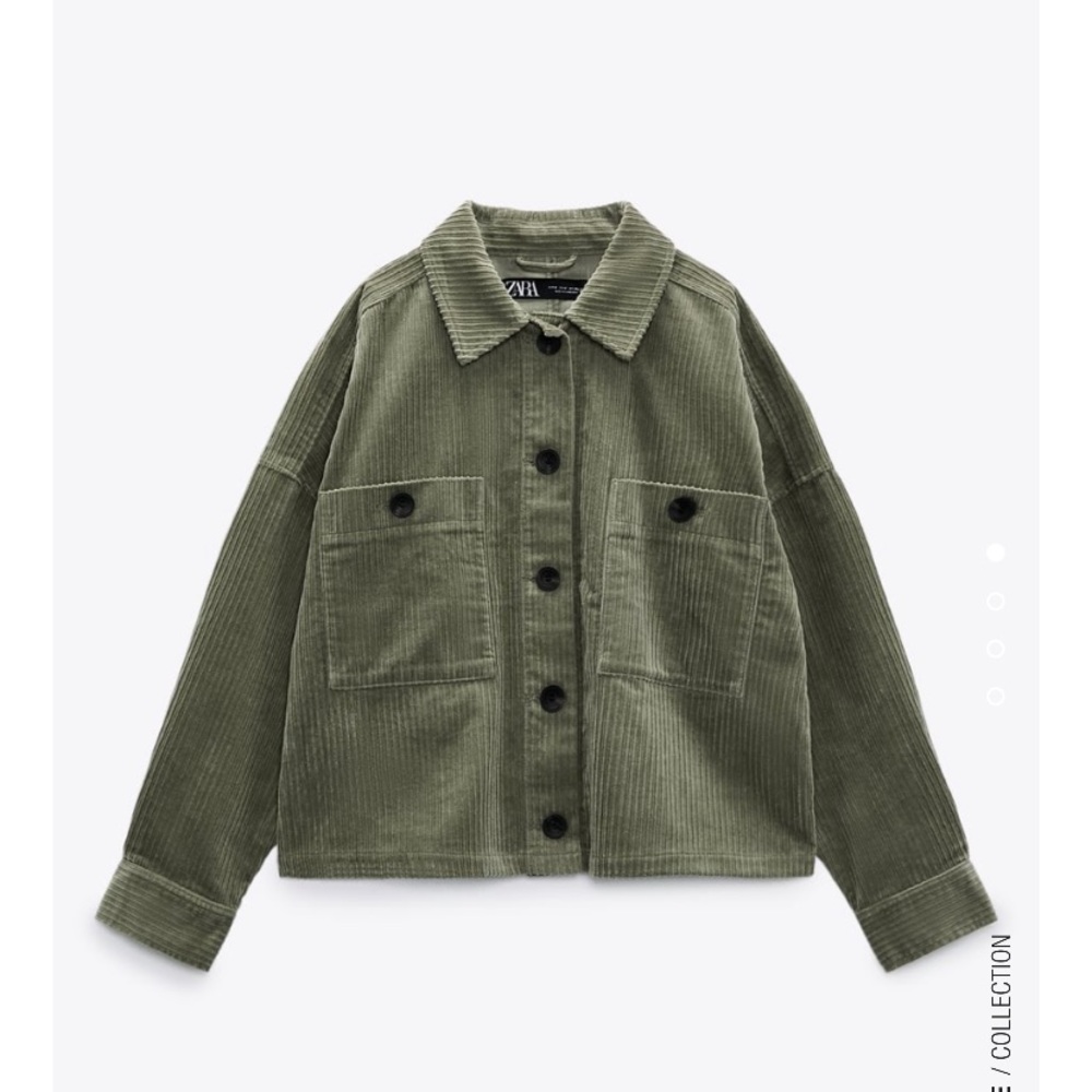 Zara Army green corduroy button up jacket